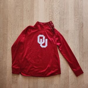 Oklahoma Sooners Red White Women's Pullover Sweatshirt Large Colosseum Game OU